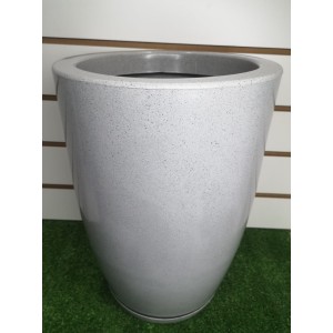 VASO REF363-5 COLUNA Nº2 REDONDO POLIDO C/ PRATO EM POLIETILENO COR CIMENTO A41XL30CM