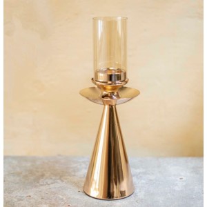 CASTIÇAL AV101 CILINDRICO MEDIO EM VIDRO AMBAR ALTO A37XL13CM