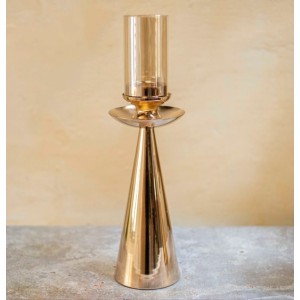 CASTIÇAL AV100 CILINDRICO GRANDE EM VIDRO AMBAR ALTO A43XL13CM