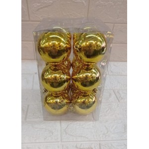 BOLA DECORADA EB062 ESMALTADA DOURADA C/12 8CM