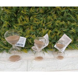 KIT18743 AMPULHETA DE VIDRO C/3PÇS P A6,5CM M A8CM G A12CM