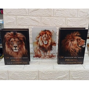 CAIXA TCX-L103 LIVRO DECORATIVA LEAO C/2PÇS G A25XL17,5 P A18XL12,5CM