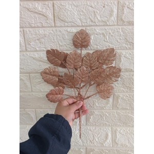 HASTE FLB0120R DE FOLHAS GLITER DECORATIVAS NATALINA 63CM