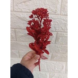 BUQUE FLB0101V BOLINHA GLITER VERMELHO NATALINO 30CM