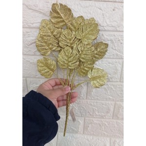 HASTE FLB0120D DE FOLHAS DECORATIVA GLITER NATALINA 37CM