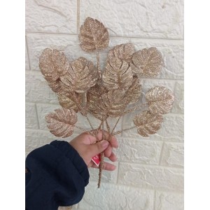 HASTE FLB0120C DE FOLHAS DECORATIVA GLITER NATALINA 37CM