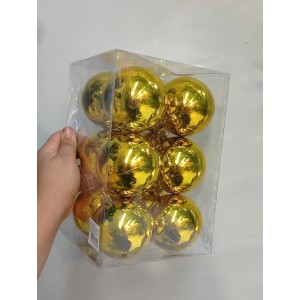 BOLA EB500 DECORATIVA DOURADA ESMALTADA C/12 8CM