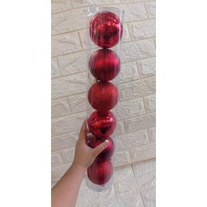 BOLA N62280 TUBO NATALINA VERMELHA C/6 10CM
