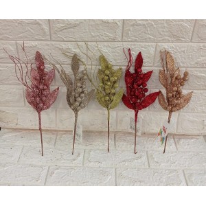 HASTE N11658 BOLINHA C/FOLHAS E GLITER PRATA/DOUR/VERM/ROSE/CHAMPG 35CM