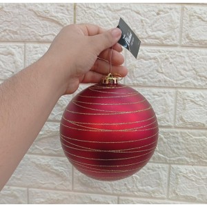 BOLA KX0886 DECORATIVA DE NATAL ASPIRAL VERM FOSCA 15CM