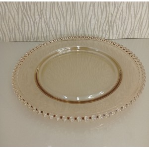 SOUSPLAT EM CRISTAL PEARL AMBAR C/ BORDA BOLINHAS A32XL32CM 27662