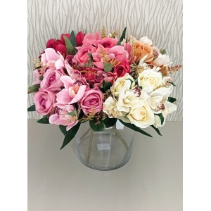 BUQUE DE ROSA HD89247 C/LIRIO E FOLHAS DE SAMAMBAIA 10G A40XL24CM